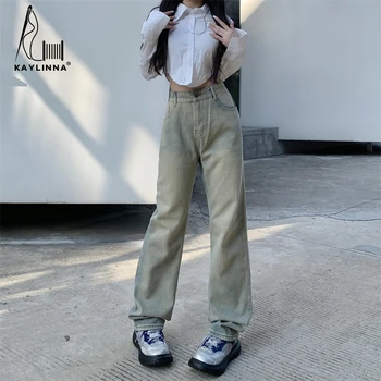 Y2k calças de Brim das Mulheres 2023 Tendência Feminina de Roupas Vintage, Roupas de Streetwear Jeans coreano Moda Perna Reta Jeans Mulher de Cintura Alta