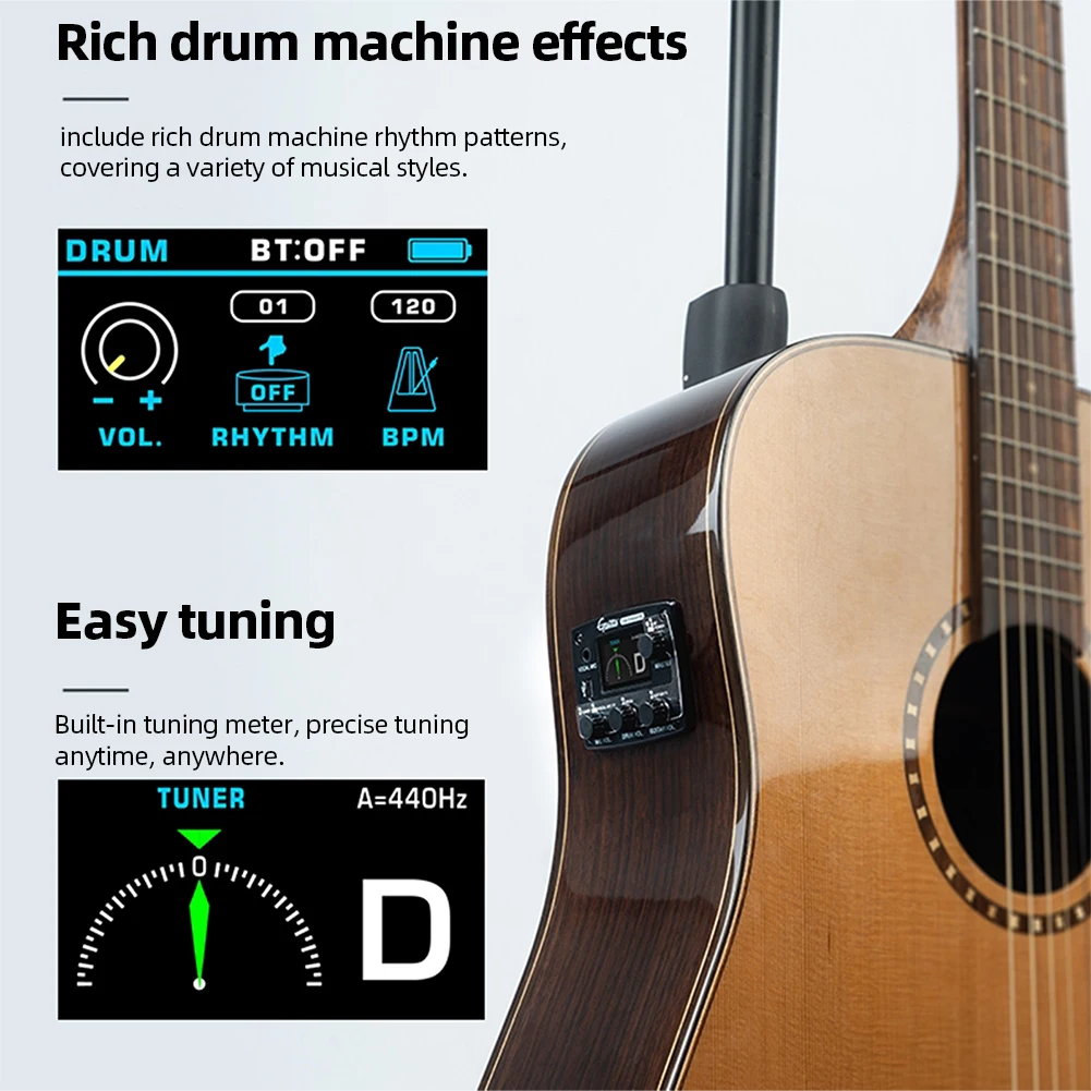 1 Conjunto de GGP-05 Sintonizador Digital de Captação de LCD Digital de Captação de Guitarra de Acessórios de Peças Com Microfone Para Guitarra Acústica2