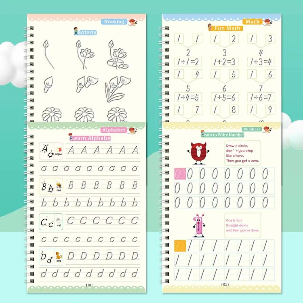A Prática De Inglês Números Desenho Matemática Inglês Caligrafia Crianças De Inglês Copybook Magia Cópia Do Livro De Escrita Em Inglês Adesivo4