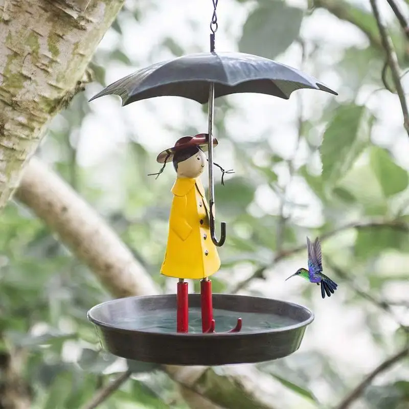 Criativo De Suspensão Alimentador Do Pássaro Da Menina Com Guarda-Chuva Bandeja Exterior, Jardim Quintal Decoração De Presente Para Entusiastas Do Pássaro2