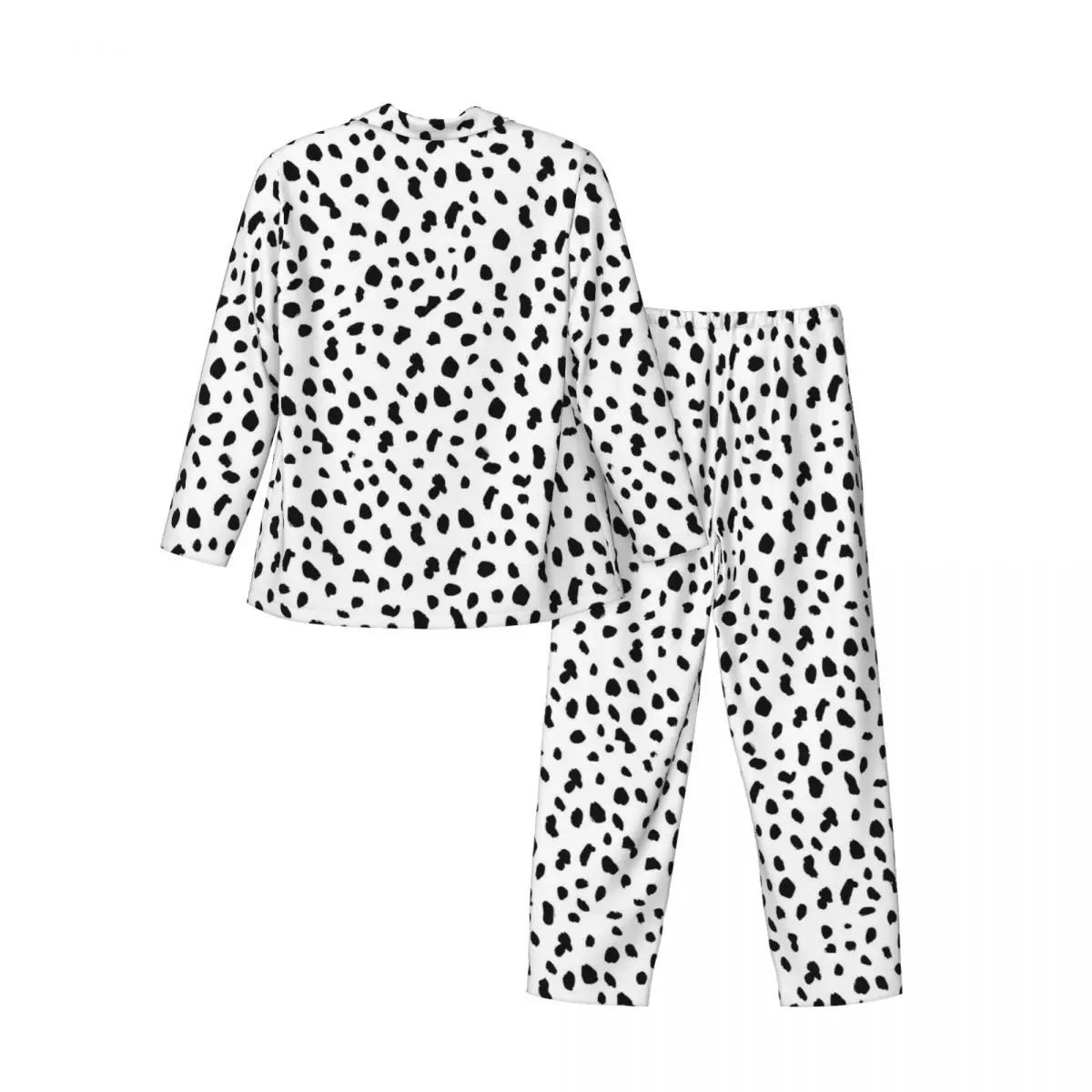 Dálmata Cão de Impressão Pijama Masculino Preto e Branco e a Moda Quarto de Dormir Primavera 2 peças Casuais de grandes dimensões Padrão de Pijama Conjunto4