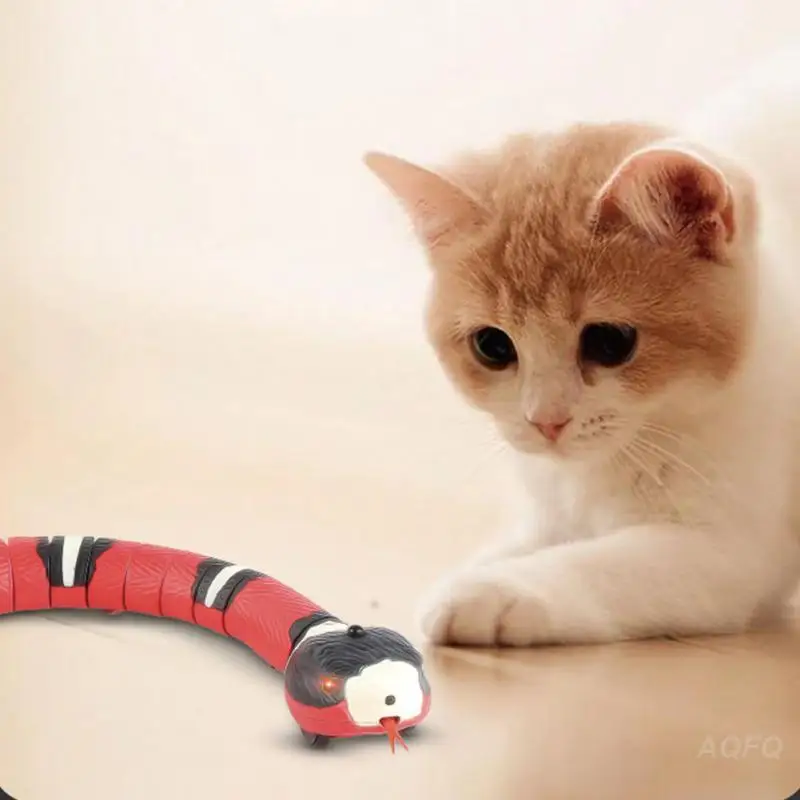 Inteligente de Detecção Interativa de Brinquedos do Gato Automática Eletrônica de Cobra Gato Teasering Play USB Recarregável Gatinho Brinquedos para Gatos Cães de Estimação4