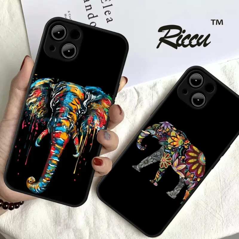 PARA o IPhone 13 Elefante Indiano Animal Totem Caso de Telefone PARA o IPhone 14 13 11 12 8 Pro 7 Plus X Pro MAX XR XS MINI Preto Cobre2