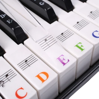 1Pc Multicolor Adesivos de Piano de teclas do Teclado Nota Removível Teclado de Piano Nota Etiquetas Autocolantes para as Crianças Iniciantes