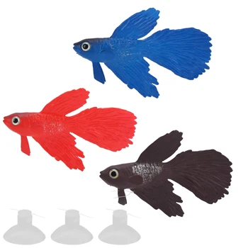 3Pcs Realistas Peixe Ambientalmente Amigável do Silicone Colorido Simulação do Aquário dos Peixes do Tanque de Decoração
