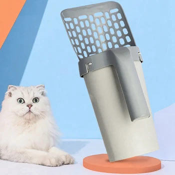 A Maca de gato Peneira Colher Scooper Maca de Gato Caixa de Pá com Built-in Suporte do Saco do Recipiente de Resíduos de Kitty Banheiro Limpo Ferramentas