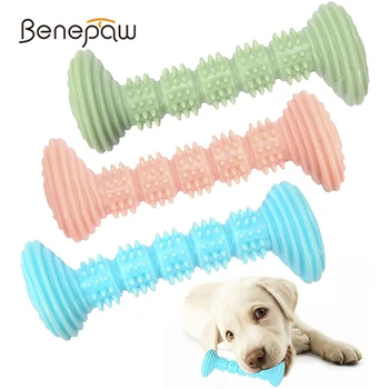 Benepaw Eco-friendly do Cão Mastigar Brinquedos Interativos Durável Haltere em Forma de Cachorro de Brinquedo Para Cães Pequenos Dentição animal de Estimação Seguro Escova de dentes