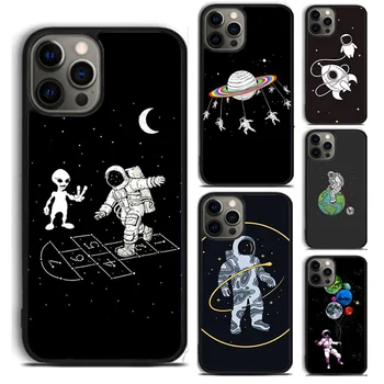Estrelado Espaço Lua do Astronauta Estética de telefone de Caso Para o iPhone 15 14 6 7 8 Plus XR XS SE2020 11 12 13 mini Pro Max coque