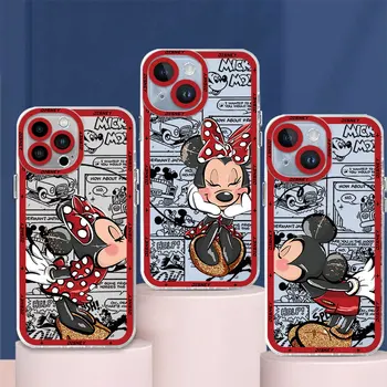 Limpar caixa do Telefone do Silicone para o iPhone SE X XS 13 Pro Max XR 7 12 15 Mini Plus 11 8 14 Pro Shell de Disney do Minnie do Mickey de Cobertura