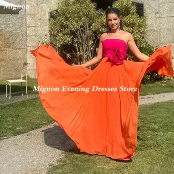 Mignon de Chiffon A-line sem Alças de Flores Formal, Baile Vestido Andar de Comprimento de luxo da Noite Formal Elegante Vestido de Festa para as Mulheres 2023