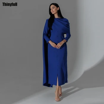 Thinyfull de Sereia Elegante Longo de Baile, Vestidos de Mangas compridas Chá de comprimento Vestidos de Dubai árabe Evento Formal Vestido de Festa Tamanho Personalizado